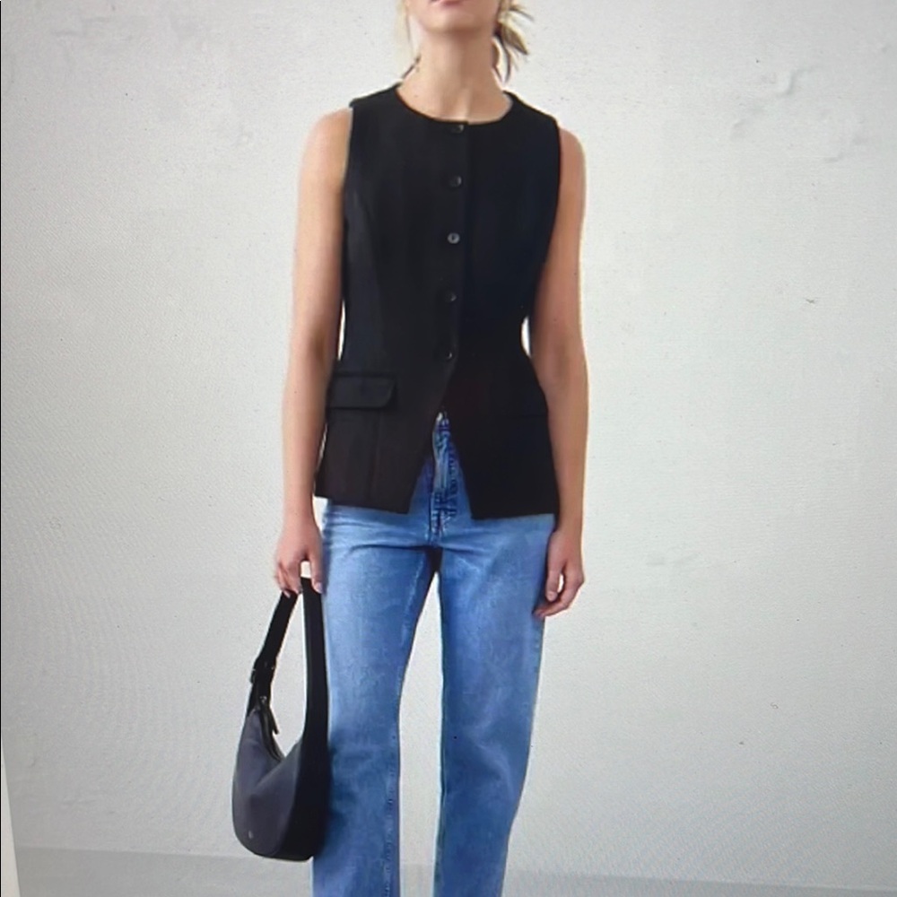 Banana Republic ponte  cutaway  Black Vest L NWT